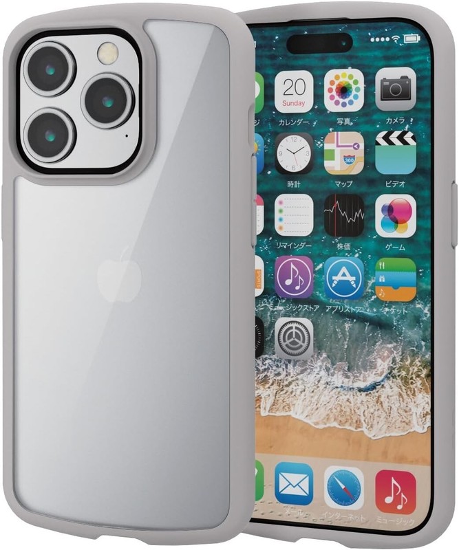 ELECOM iPhone 15 Pro Case Cover 6.1 TOUGH SLIM LITE Greige PM-A23CTSLFCGB Japan