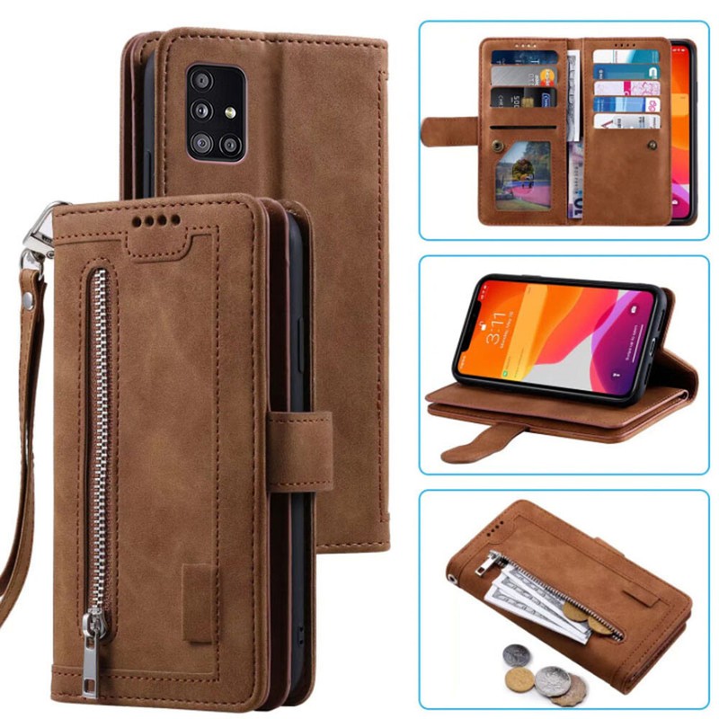 For Samsung Galaxy A51 A51 5G Wallet Case,Leather Zipper Magnetic Flip Card Case gallery