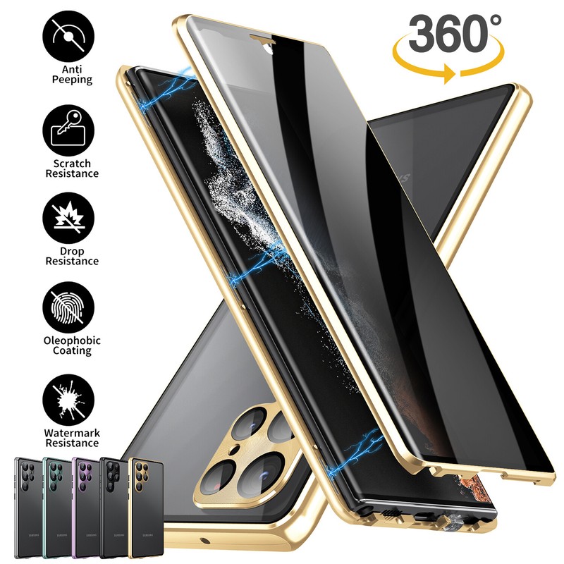 Magnetic Anti Spy Glass Screen Case For Samsung Galaxy S23 Ultra S22 Plus S21S20