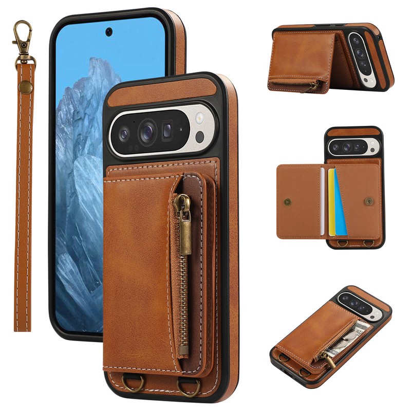 For Google Pixel 9 Pro XL/9/9Pro Zipper Wallet Case with Kickstand Card Holder