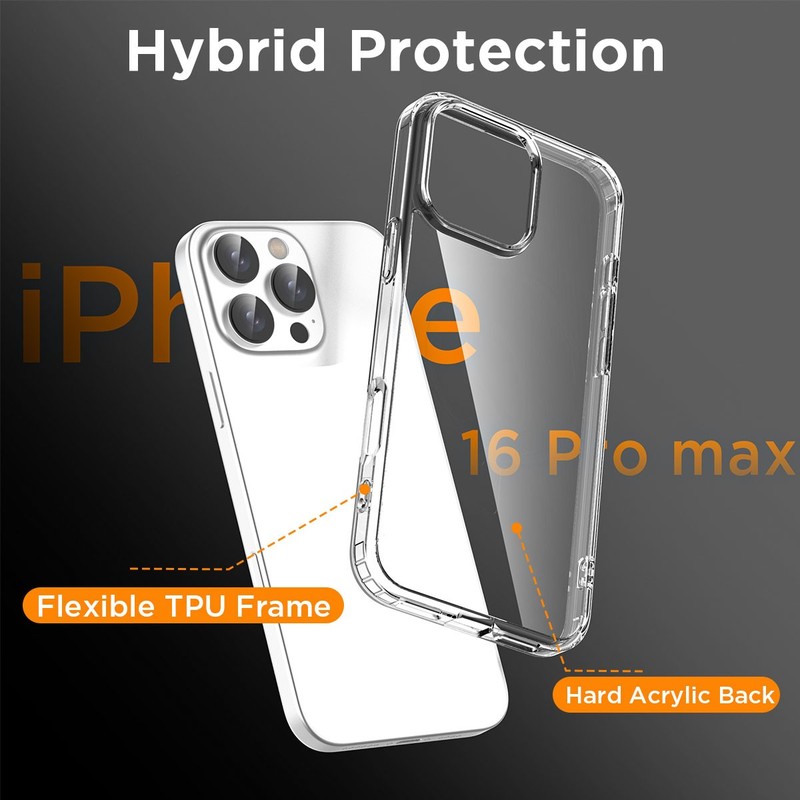 For iPhone 16 Pro Max Case 16 Pro Plus Clear Shockproof Slim Rugged Bumper Cover