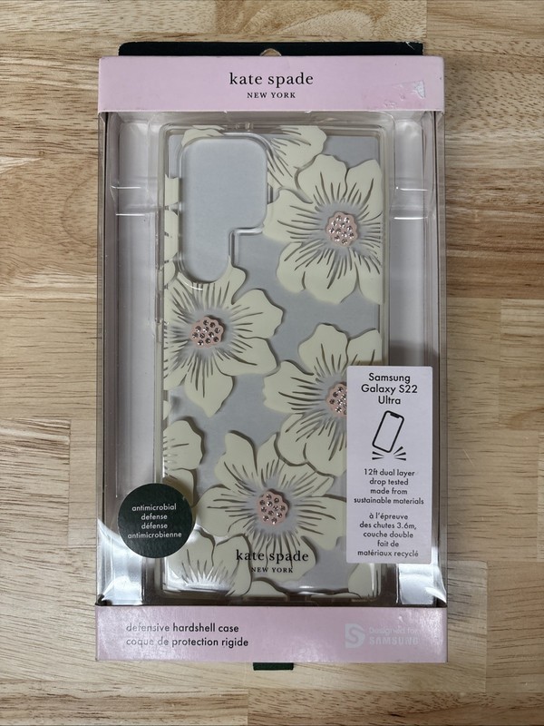 Kate Spade NY Defensive Hardshell Case for Galaxy S22 Ultra – Hollyhock Floral