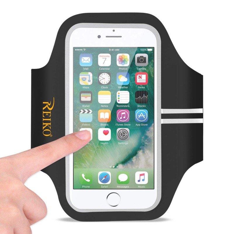 Reiko Running Sports Armband for iPhone 7/ 6/ 6S or 5 Inches Device in Black (5X