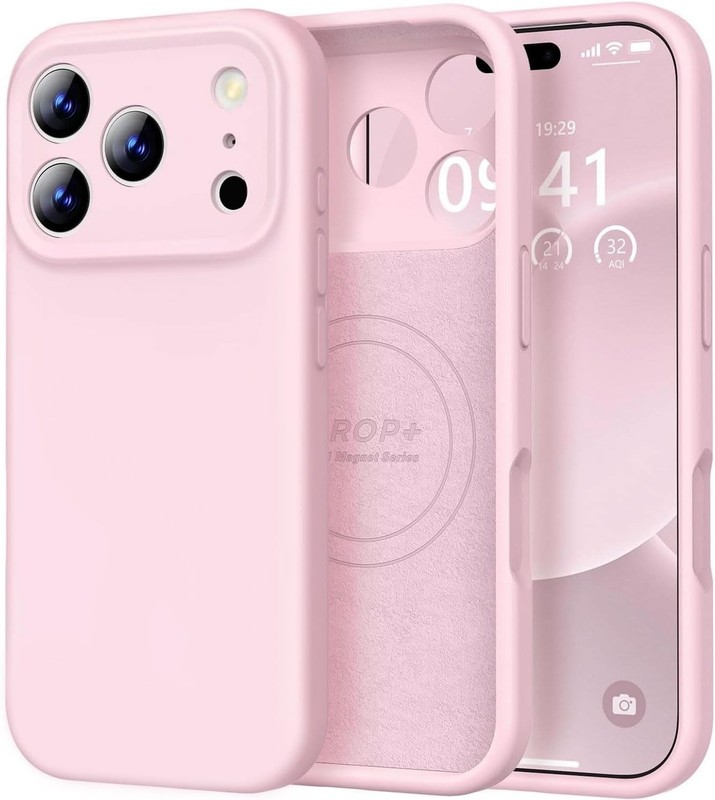 Vooii Magnetic Case for iPhone 17 Pro Chalk Pink Liquid Silicone