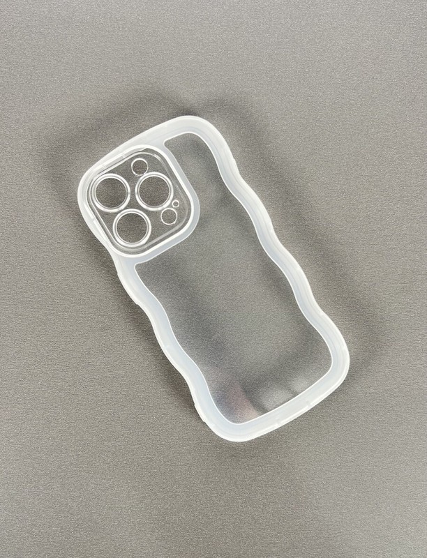 Case For iPhone 15 Pro Wavy Clear White Silicone Rugged Case Shockproof TPU