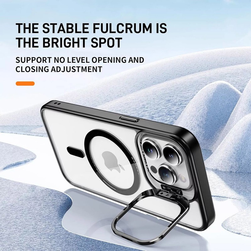 Camera Stand Mag Safe Case for iPhone 16 Pro Max 15 Pro 14 13Plus+Lens Protector gallery