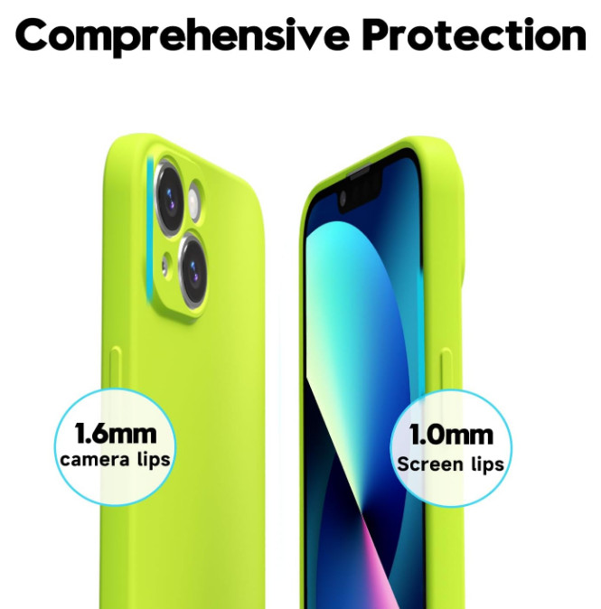 For iPhone 13 Mini Neon Green Case Soft Silicone Gel Flexible TPU Phone Cover gallery