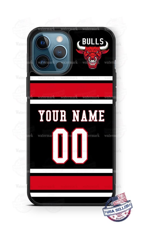 Customized Bulls Sport Jersey Personalized Phone Case fits iPhone Samsung Gift
