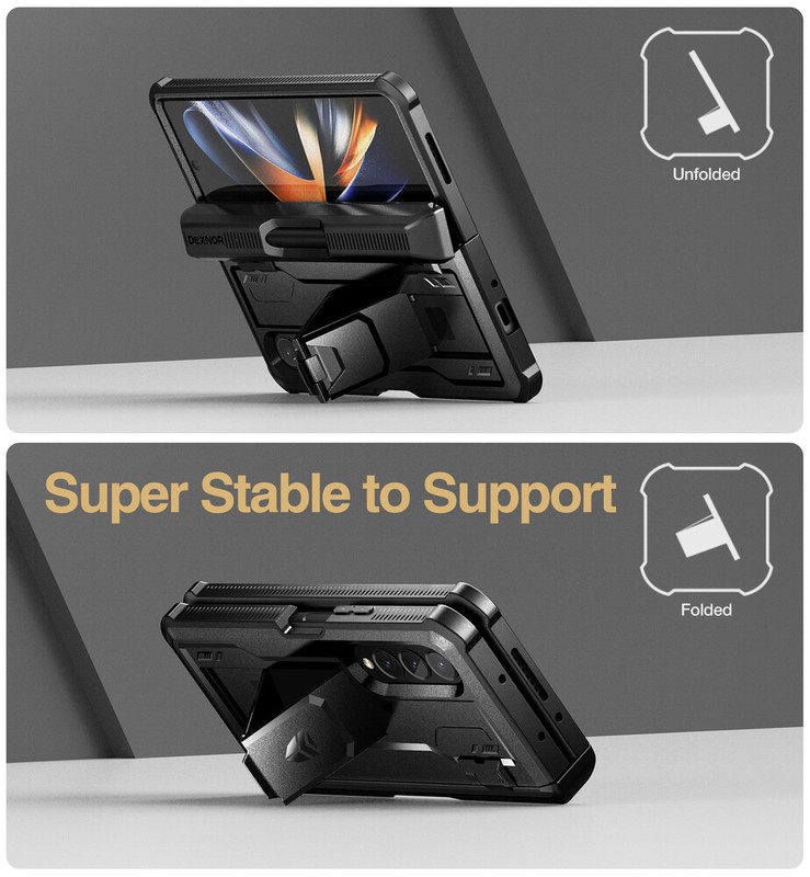 Dexnor for Samsung Galaxy Z Fold 4 Case Heavy Duty Rugged Cover with Kickstand gallery