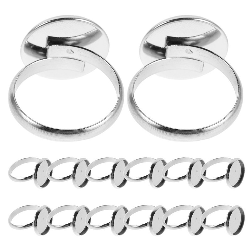 20pcs Blank Rings: Adjustable Flat 14mm Base Blank Findings - gallery