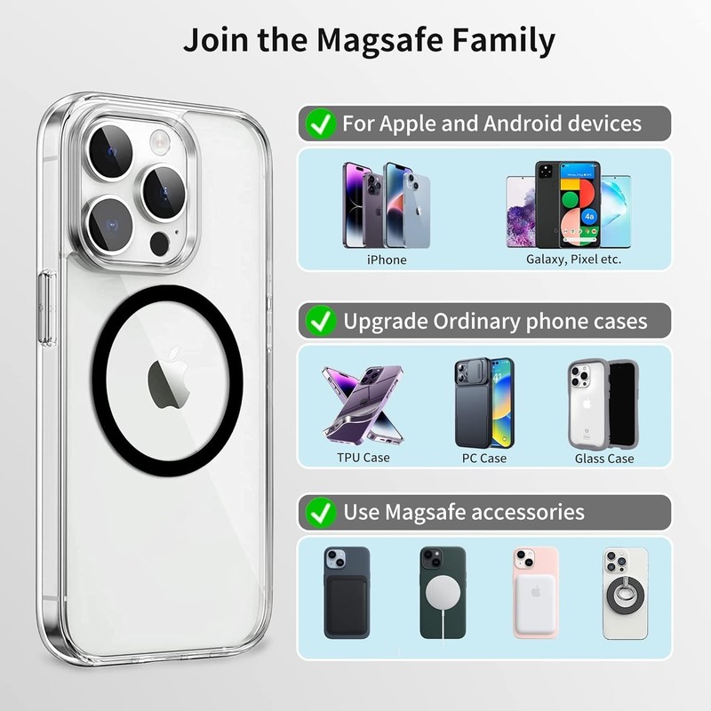 Thin Metal Magnetic Rings for Wireless Charging – Perfect MagSafe Accessory Set gallery