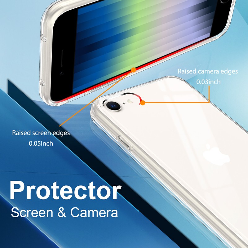 For iPhone SE 2nd 3rd Generation 8 7 Clear Case Crystal Cover / Screen Protector gallery