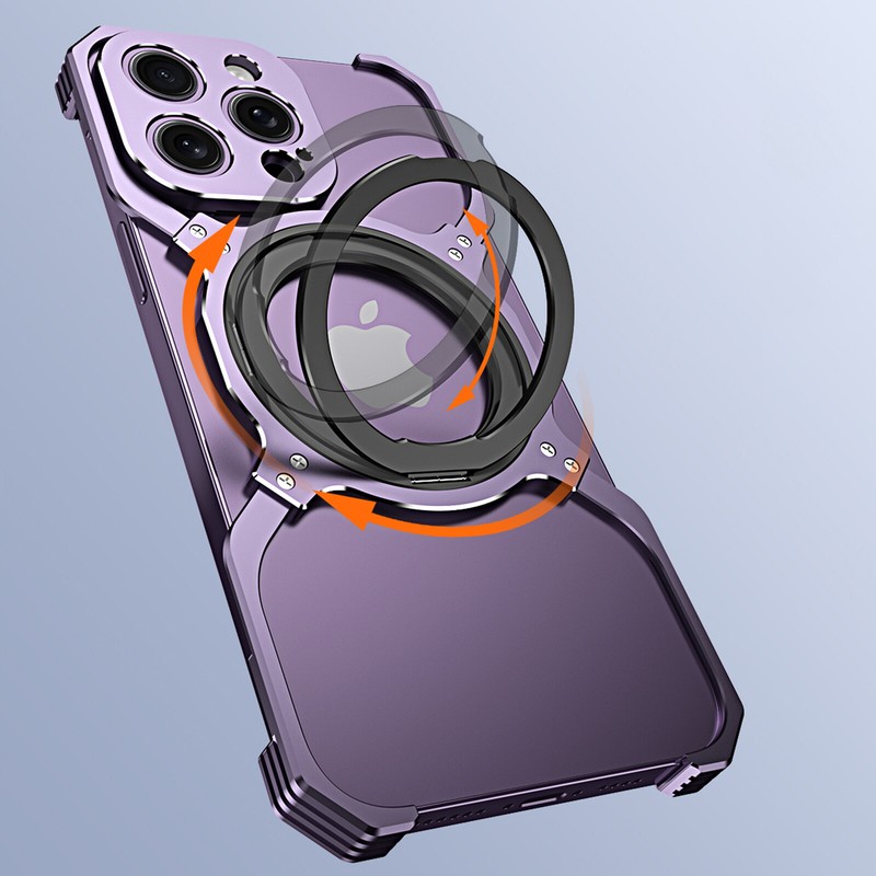 For iPhone 16 Pro Max/16 Pro Metal Shockproof Frameless Case Kickstand Magnetic gallery