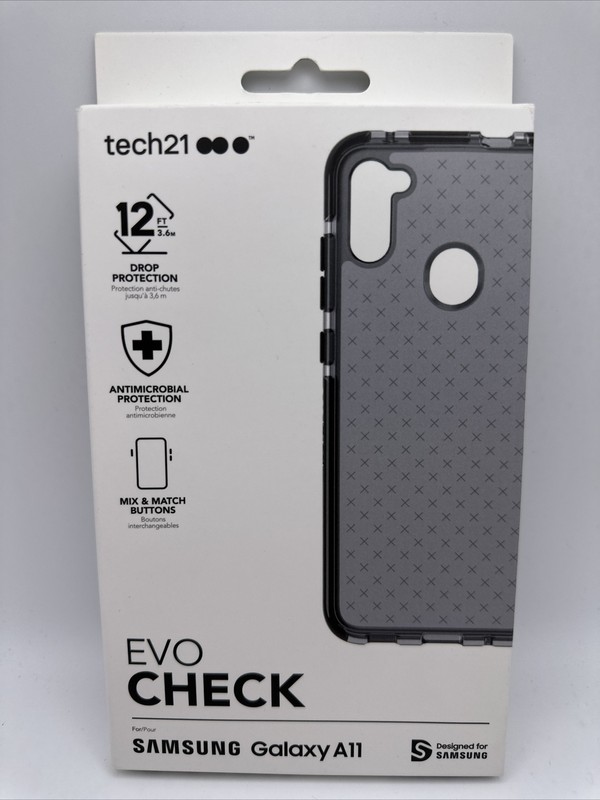 Tech21 Evo Check Series Case for Samsung Galaxy A11 Only - Smokey Black Clear