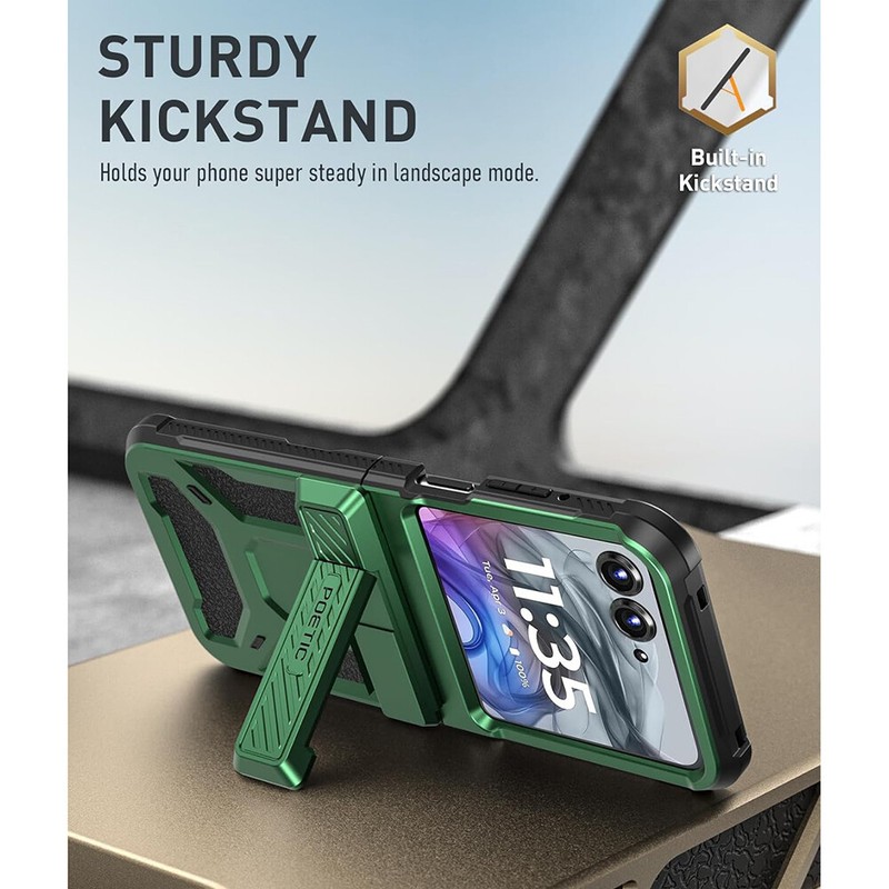 For Motorola Moto Razr 2024 Case Poetic with Kickstand Shockproof Cover Green gallery