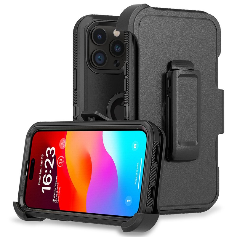 For iPhone 15 15 Pro Max 15 Plus Case Rugged Hybrid Cover Belt Clip Kickstand gallery