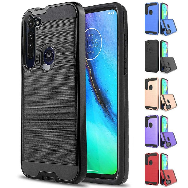 Brushed Metal HYBRID Rubber Case Cover Accessory For Motorola Moto G Stylus 2020