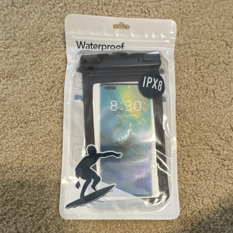 IPX8 Waterproof Universal Phone Pouch, Transparent Black for Swimming Surfing