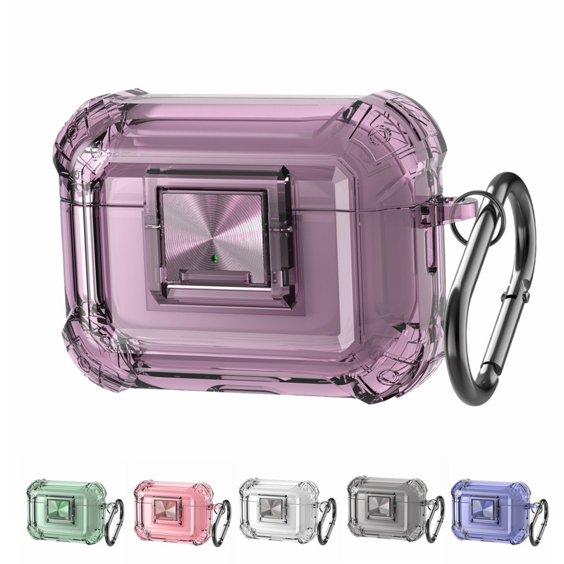 For AirPods Pro2/1 AirPods 3/2/1 Clear Full Case Cover with Secure Lock+Keychain