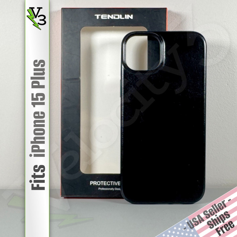 Case for iPhone 15 Plus – Luxury Black | Faux Leather | Magnetic | Silky Smooth