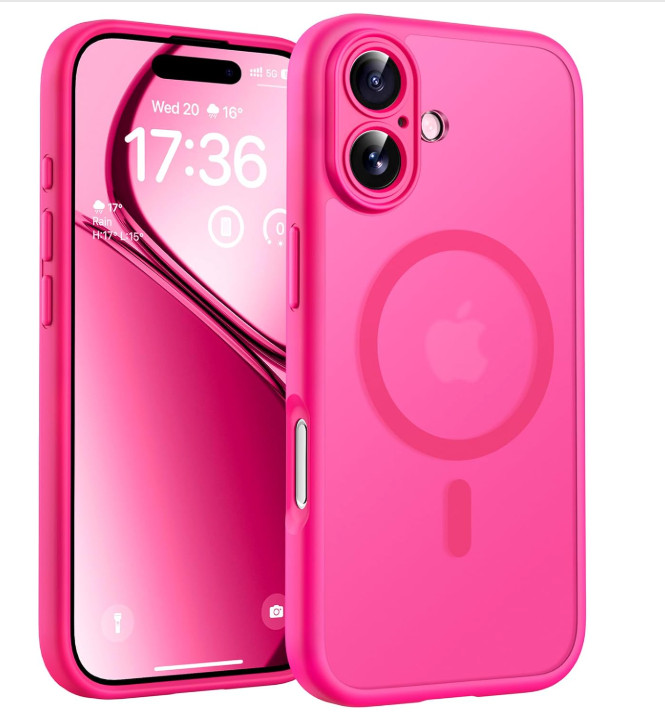 iPhone 17 Case, Full Camera Protection, Silicone-Satin Smooth, Hot Pink