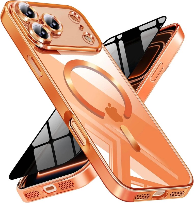 Magnetic for iPhone 17 Pro Max Case with Privacy 17 Max, Orange