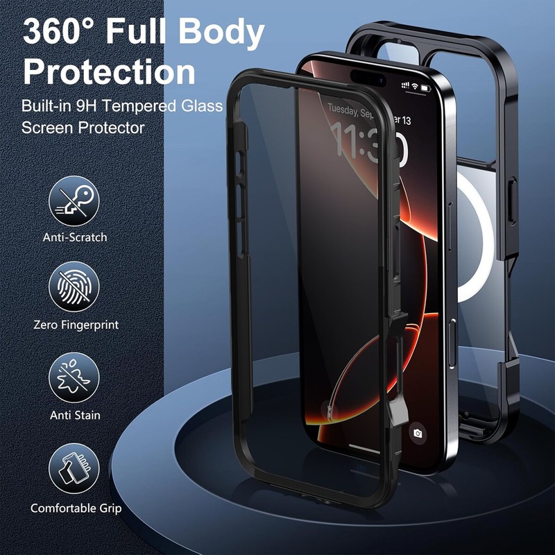 For iPhone 16 Pro Max Case MagSafe Built-in 9H Tempered Glass Screen Protector gallery