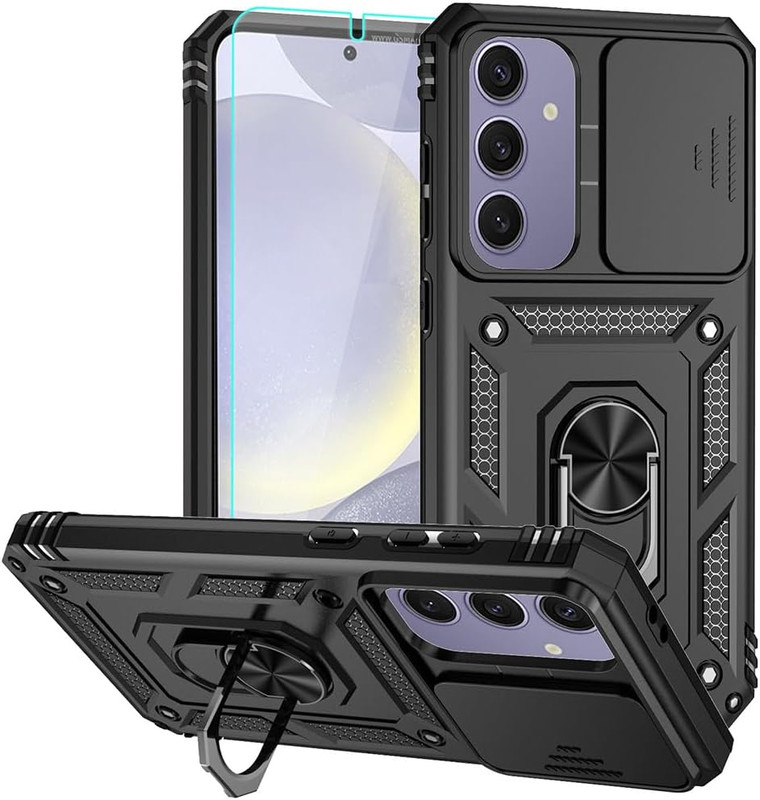 For Samsung Galaxy S24 FE Case, Soft Silicone Rubber Bumper Hard Plastic Phone C