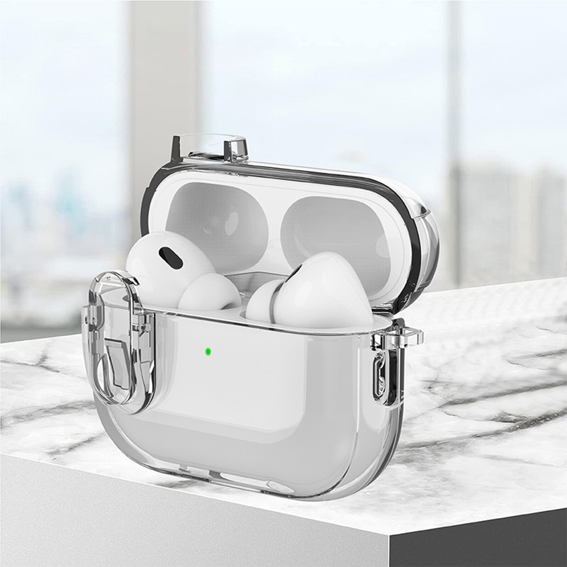 Clear Shockproof Case w/Keychain+Secure Lock for AirPods Pro 2/1 AirPods 4/3/2/1