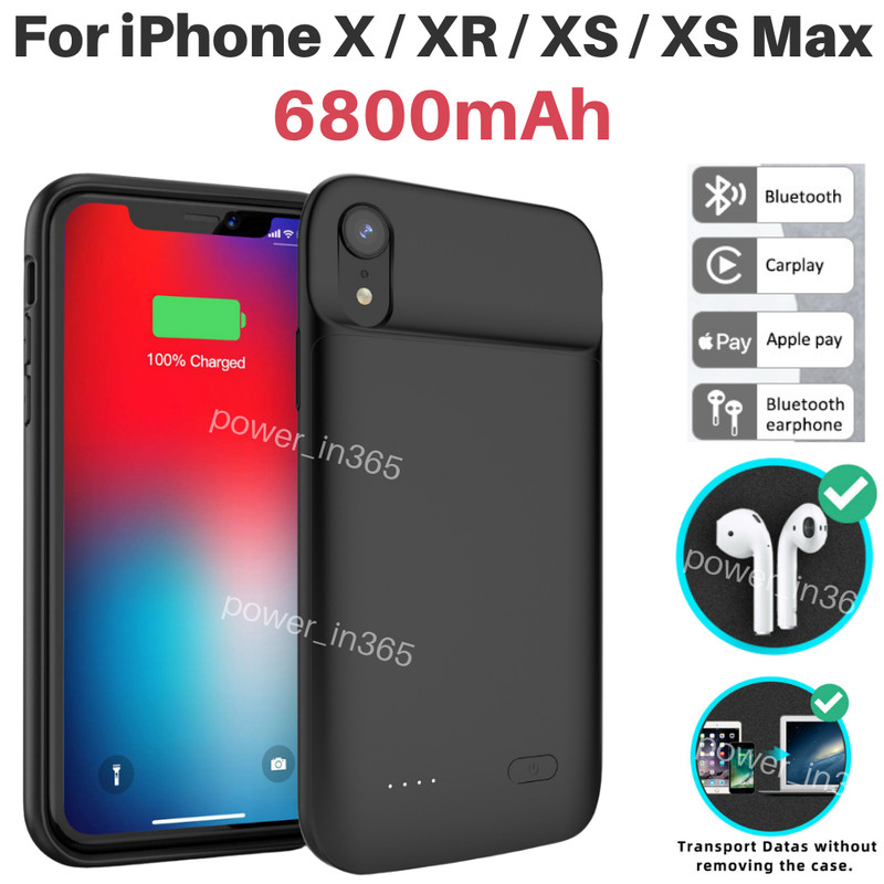 External Battery Charger Case Power Bank Charg Cover 6800mAh For iPhone X XR XS