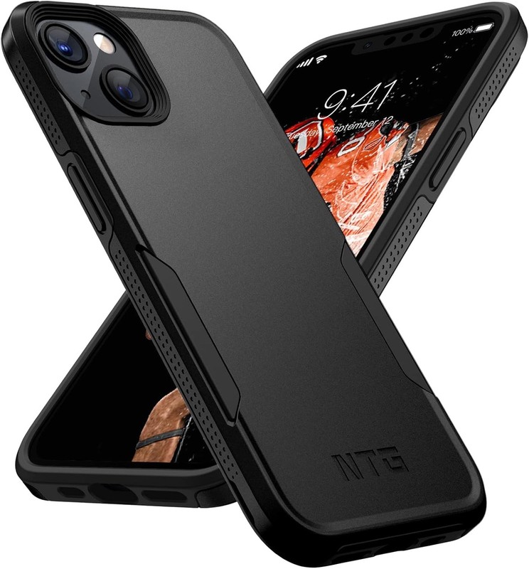 NTG Compatible with iPhone 14 case and 13 case,[2 Layer Black