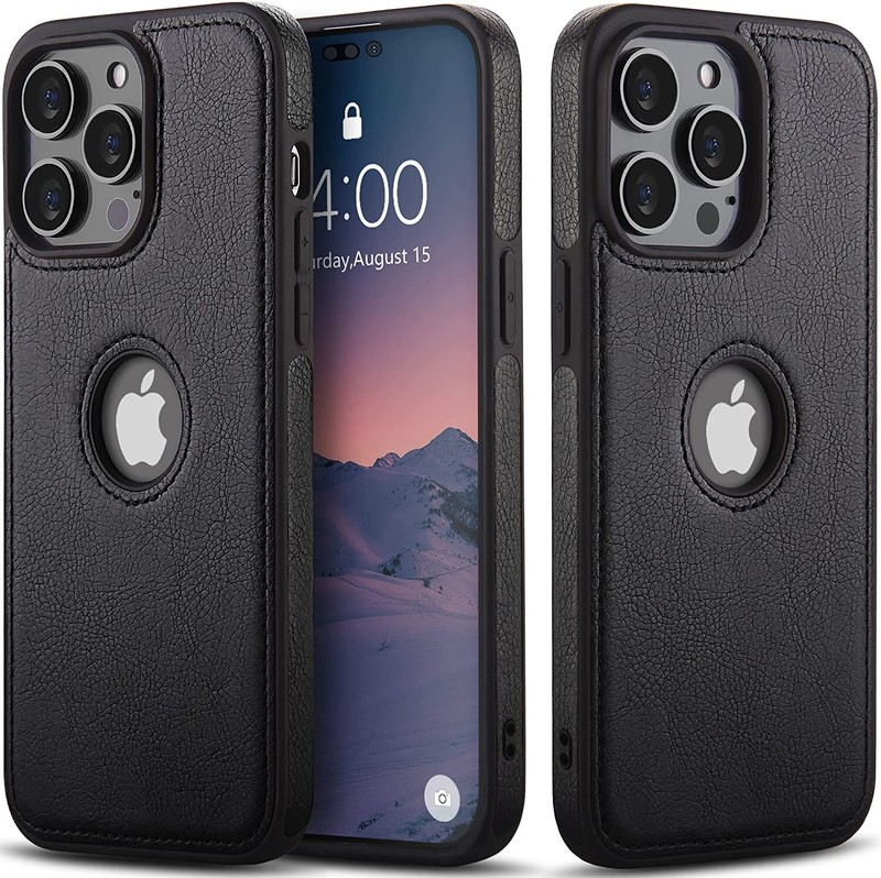 For iPhone 14 Pro Max Slim Luxury Leather Non-Slip Shockproof Vintage Case Cover