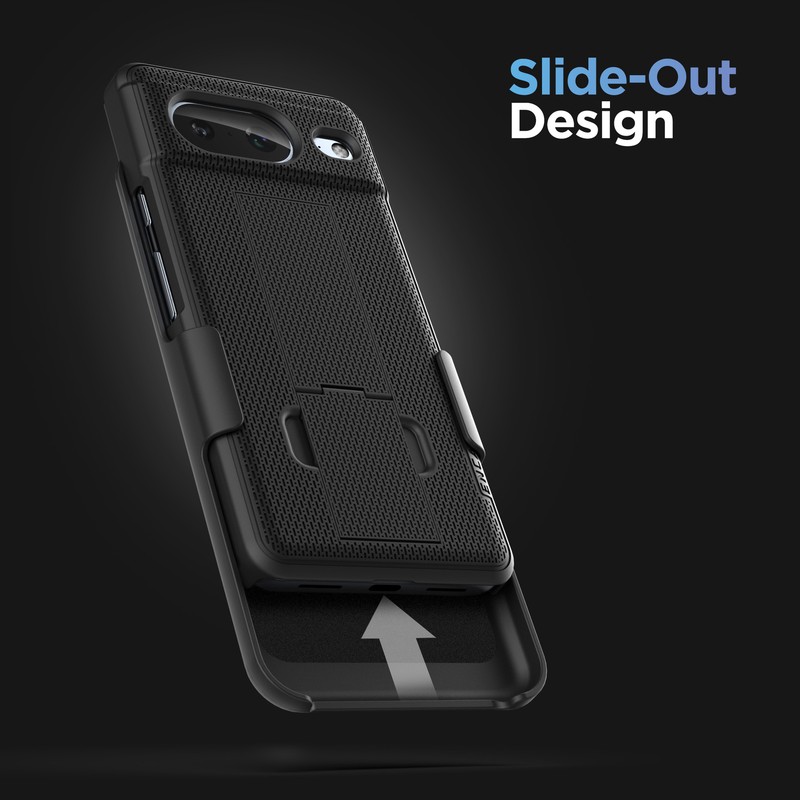 Google Pixel 8 Belt Case with Holster Clip and Phone Kickstand - Black gallery