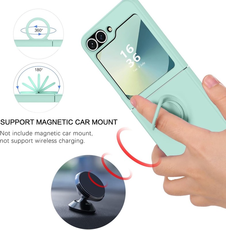 For Samsung Galaxy Z Flip 7 6 5 4 3 Silicone Rubber Bumper Case with Ring Holder gallery