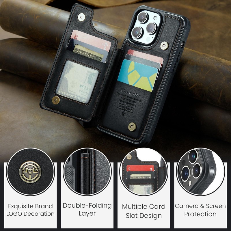 For iPhone 16 15 14 13 12 11 Pro Max Plus XR XS Max Wallet Case with Card Holder gallery