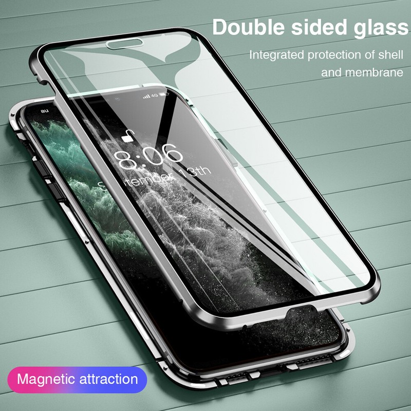 360 Magnetic Phone Case For iPhone 13 12 Mini 11 Pro Max XR XS Glass Case Cover