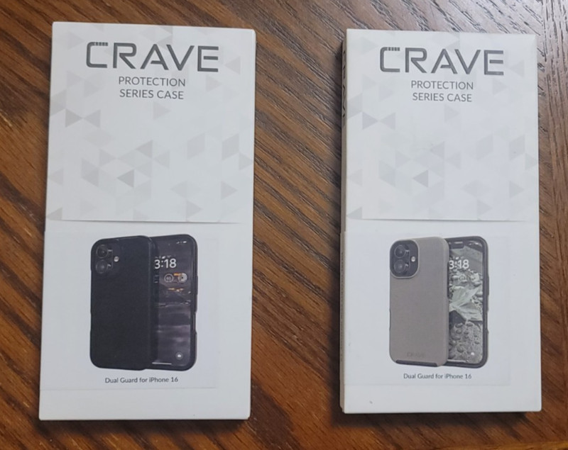 Ends 6/8 11AM PST! Two Crave Dual Guard Cases for iPhone 16 Black and Gray