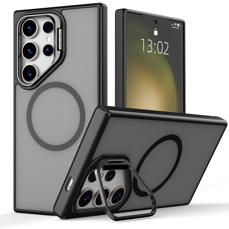 For Samsung Galaxy S23 Ultra Phone Case Lens Kickstand Rugged Translucent Cover