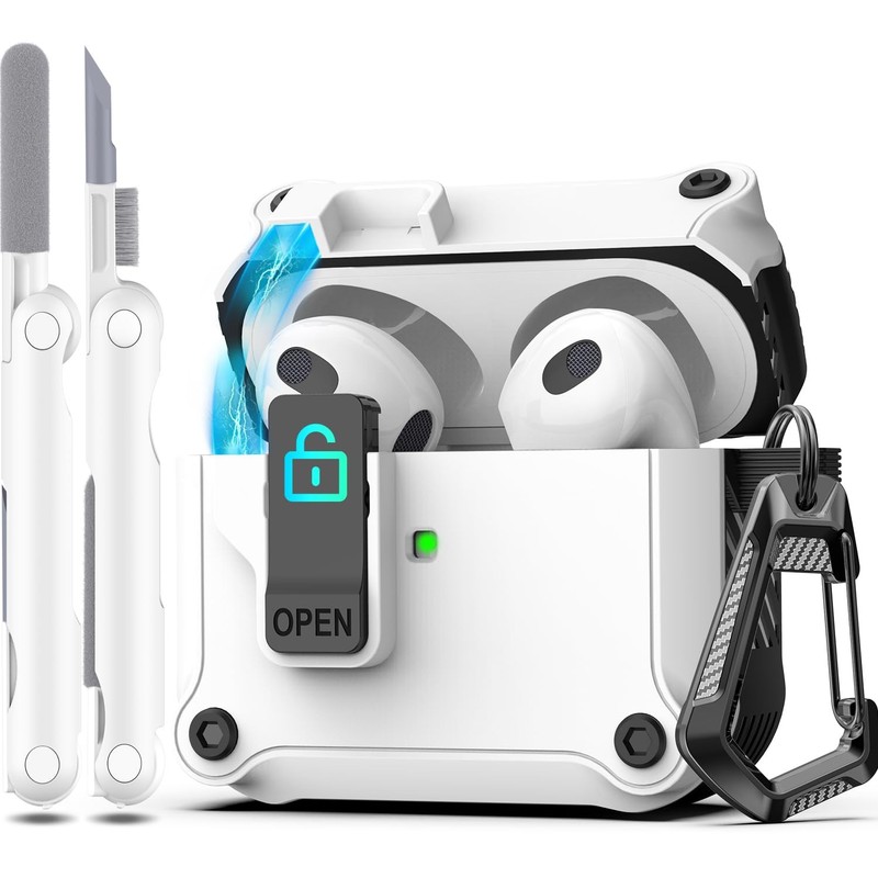 for AirPods 3rd Generation Case, Magnetic Automatic Lock with Cleaning Kit & …