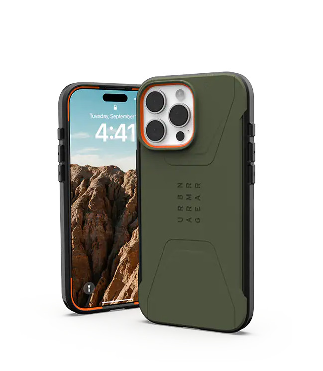 UAG iPhone Civilian Rugged Slim Shockproof Case Iphone 16 Pro Max Olive Drab gallery