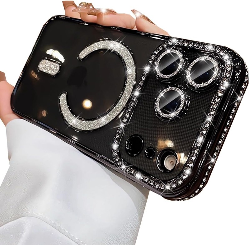 Glitter Bling Diamond Mag-Safe Case For iPhone 17 Pro Max 17 Full Camera Cover