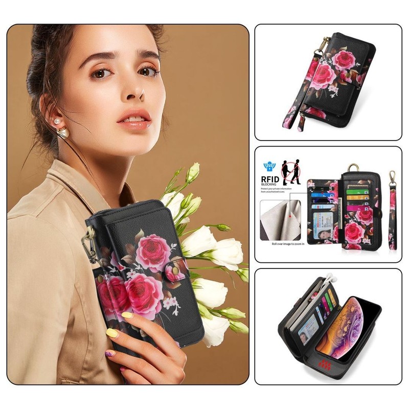Google Pixel 2/2 XL Detachable Case Flower Lady Bag multifunction Zipper Wallet gallery