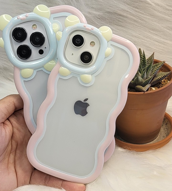 CASE FOR IPHONE 13/13PRO/13PROMAX Cute Clear Slim Shockproof Wave BabyPink gallery