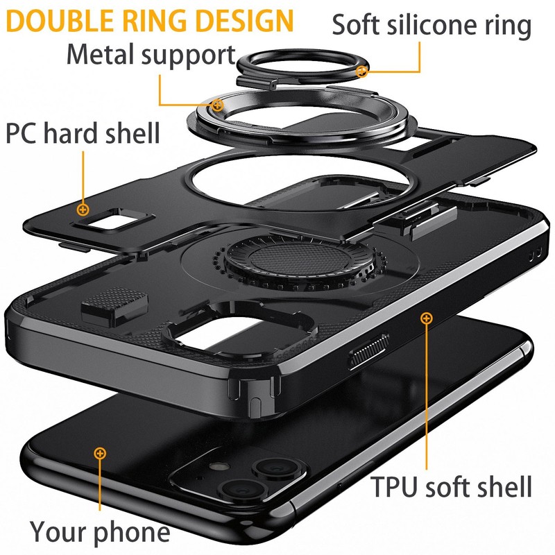 For iPhone 11 Rugged Hybrid Protective Case Shockproof Hard Cover,Ring Kickstand gallery