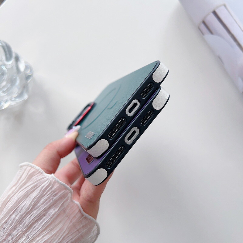 For iPhone 16 Pro 15 Pro Max 14 13 Pro Leather Magnet Magsafe Case Dustproof gallery
