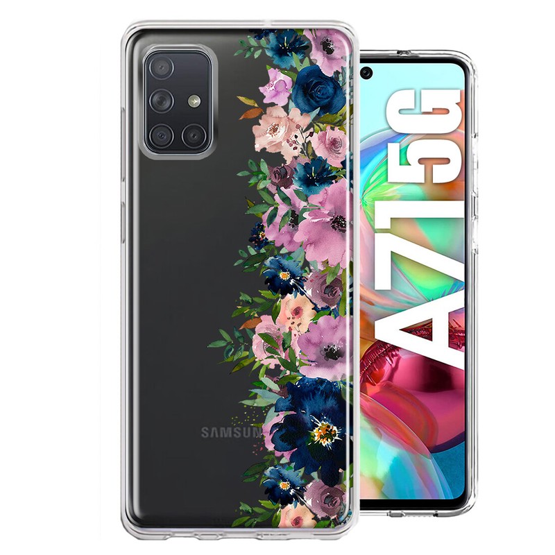 For Samsung Galaxy A71 4G Shockproof Case Blue Purple Summer Flowers