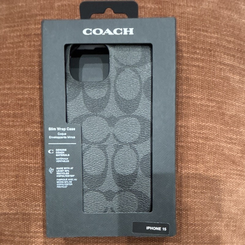 Coach Slim Wrap Case for iPhone 15 Signature Black/Gray CH052760