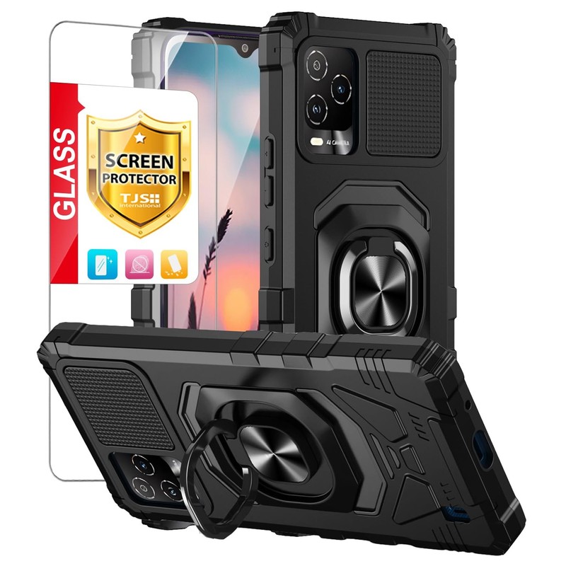 Phone Case Kickstand Ring For BLU View 5 Pro B170D Dual Layer Black Metal