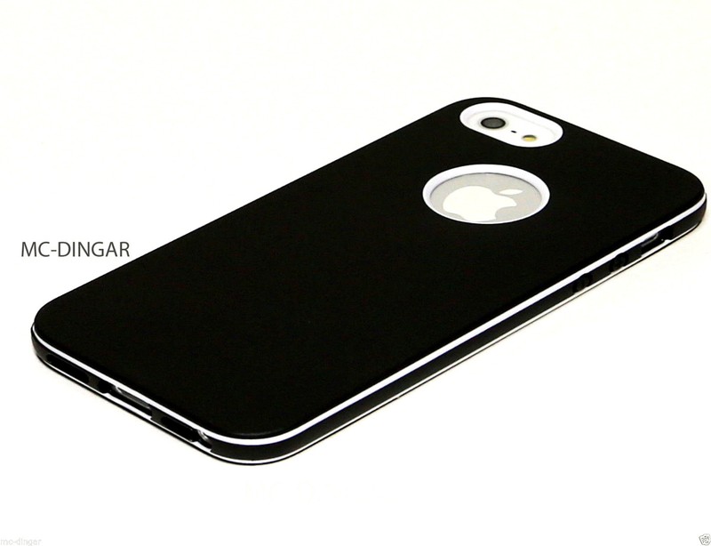 Black UltraThin TPU Soft Rubber Matte PC Bumper case cover for iPhone 5 5S SE