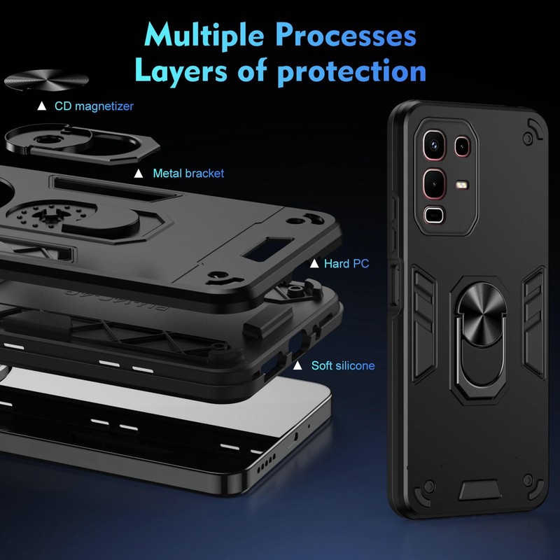 Infinix Note 50S 5G Case Hard PC TPU Magnetic Kickstand Anti Fall Protective Blk gallery